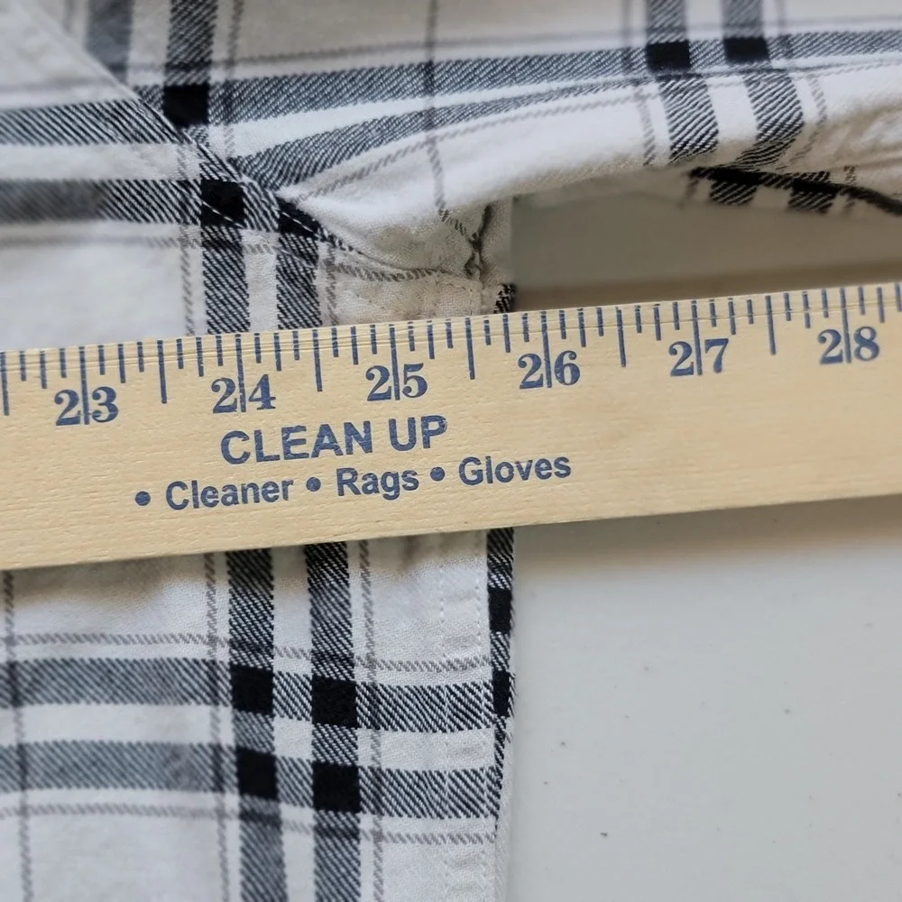 Fox Racing Flannel Shirt Mens XXL White Black Plaid Long Sleeve Cotton